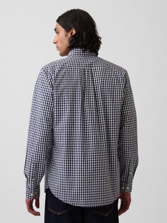 Organic Cotton Poplin Classic Shirt - Navy gingham