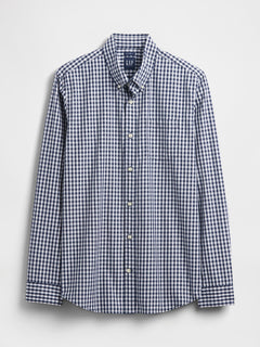 Organic Cotton Poplin Classic Shirt - Navy gingham