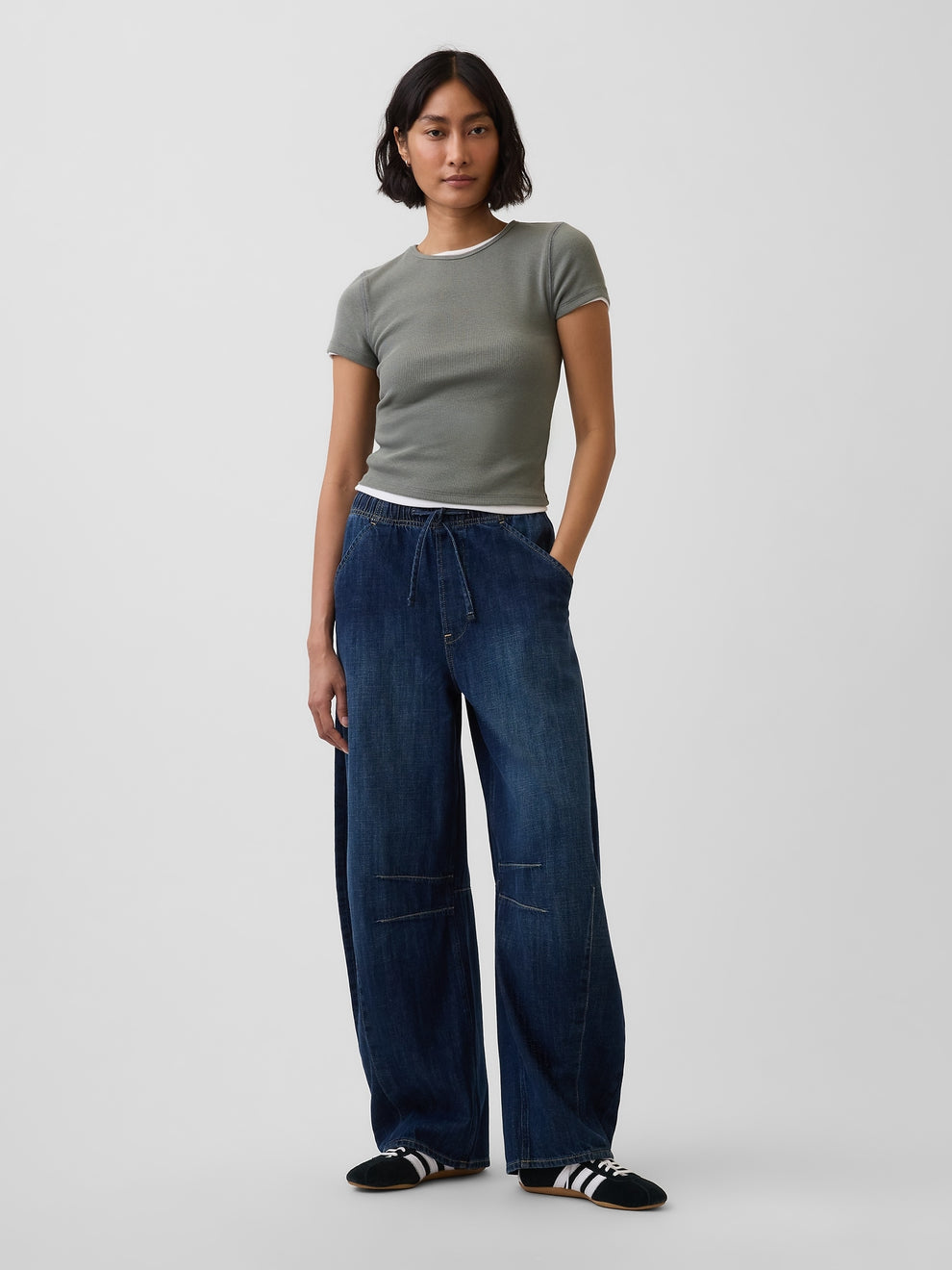 Mid Rise Easy Horseshoe Jeans - Dark indigo