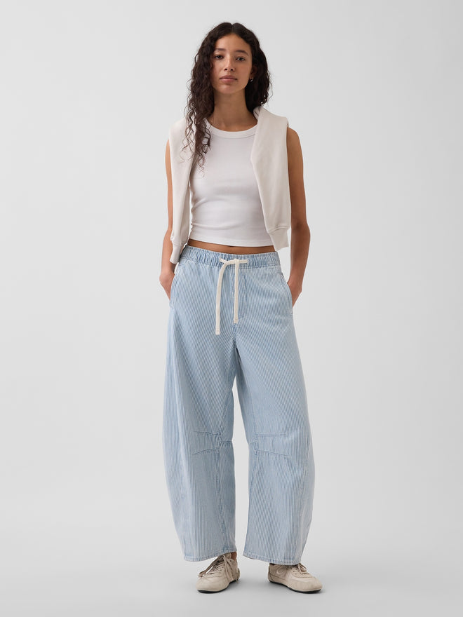 Mid Rise UltraSoft Stripe Easy Horseshoe Jeans - blue railroad stripe