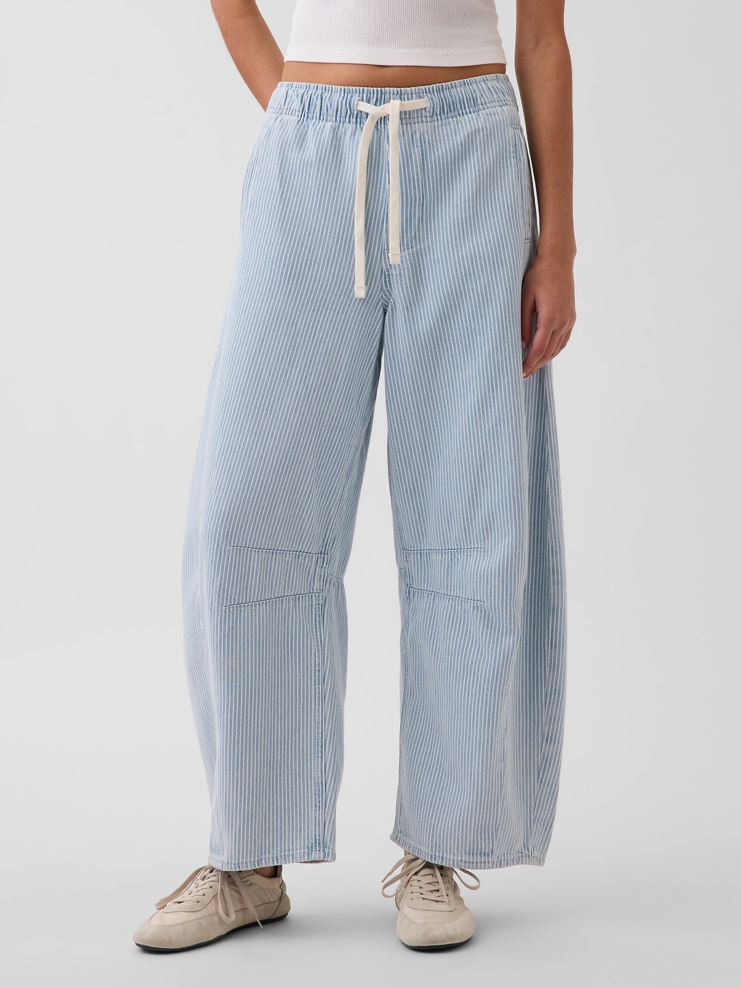 Mid Rise UltraSoft Stripe Easy Horseshoe Jeans - blue railroad stripe