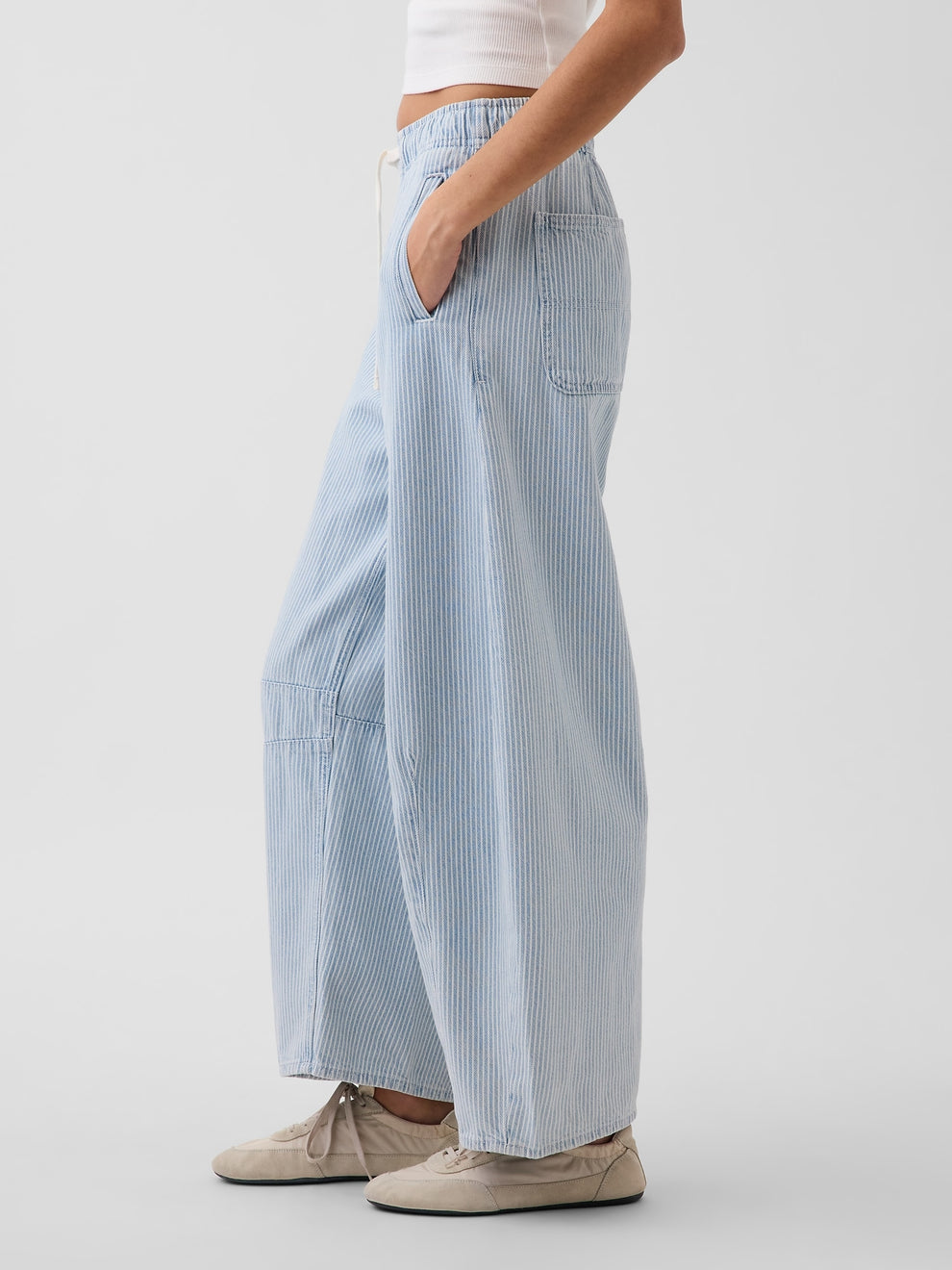 Mid Rise UltraSoft Stripe Easy Horseshoe Jeans - blue railroad stripe
