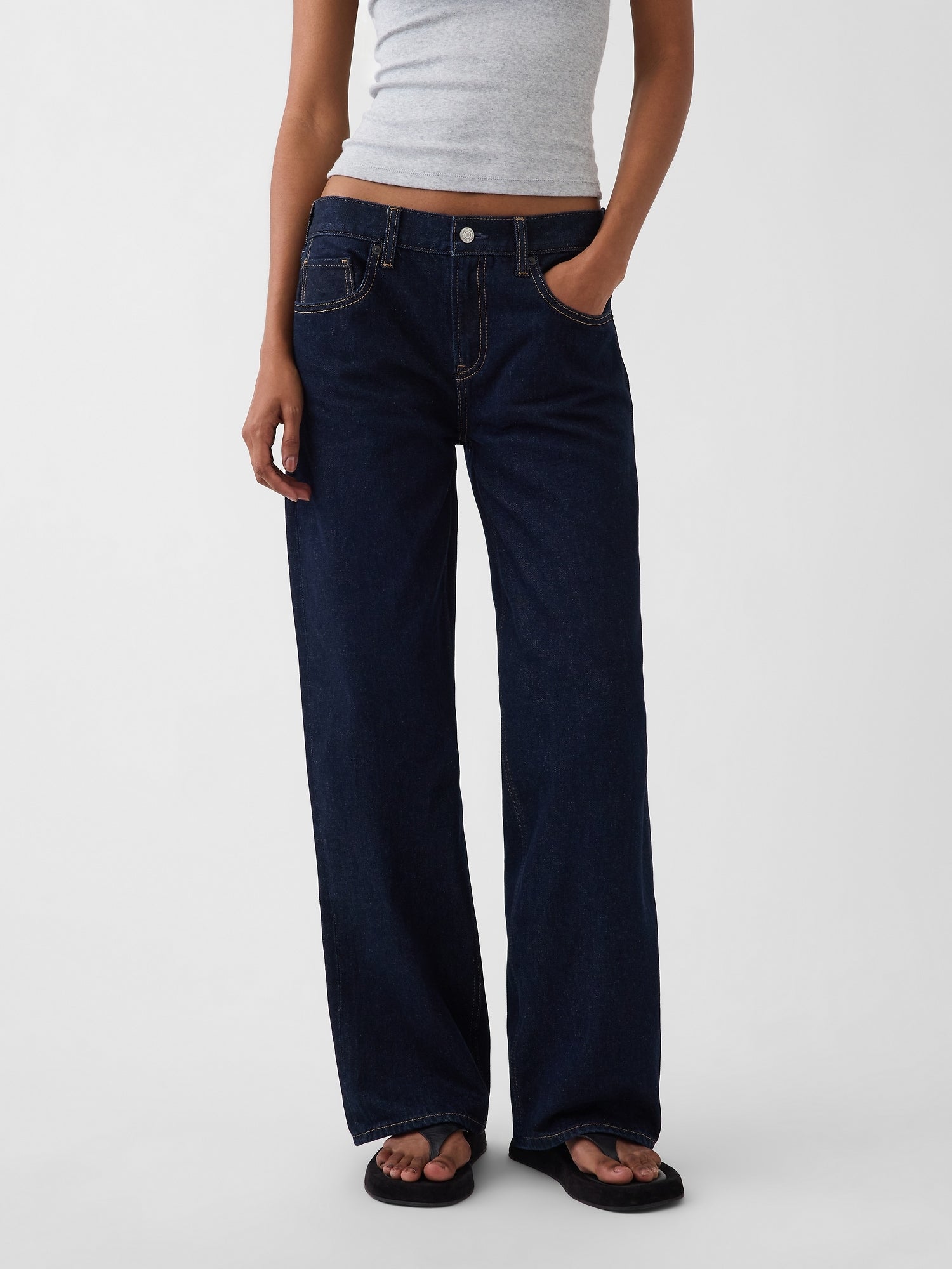 The Hailey Low Rise Loose Jean - Midnight Indigo