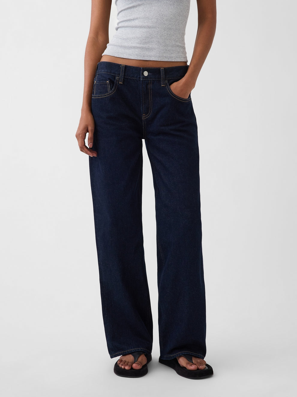 The Hailey Low Rise Loose Jean - Midnight Indigo