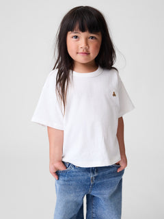 Gap Baby & Toddler Oversized T-Shirt in New off white, front view on a child model
