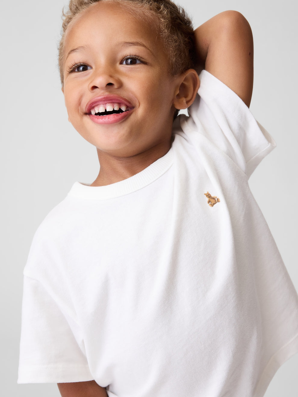 Gap Baby & Toddler Oversized T-Shirt in New off white, front view on a child model