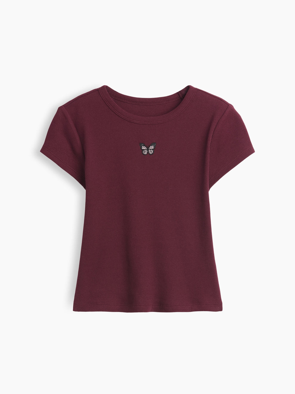 Gap Kids Rib T-Shirt in Tuscan red, product-only front view