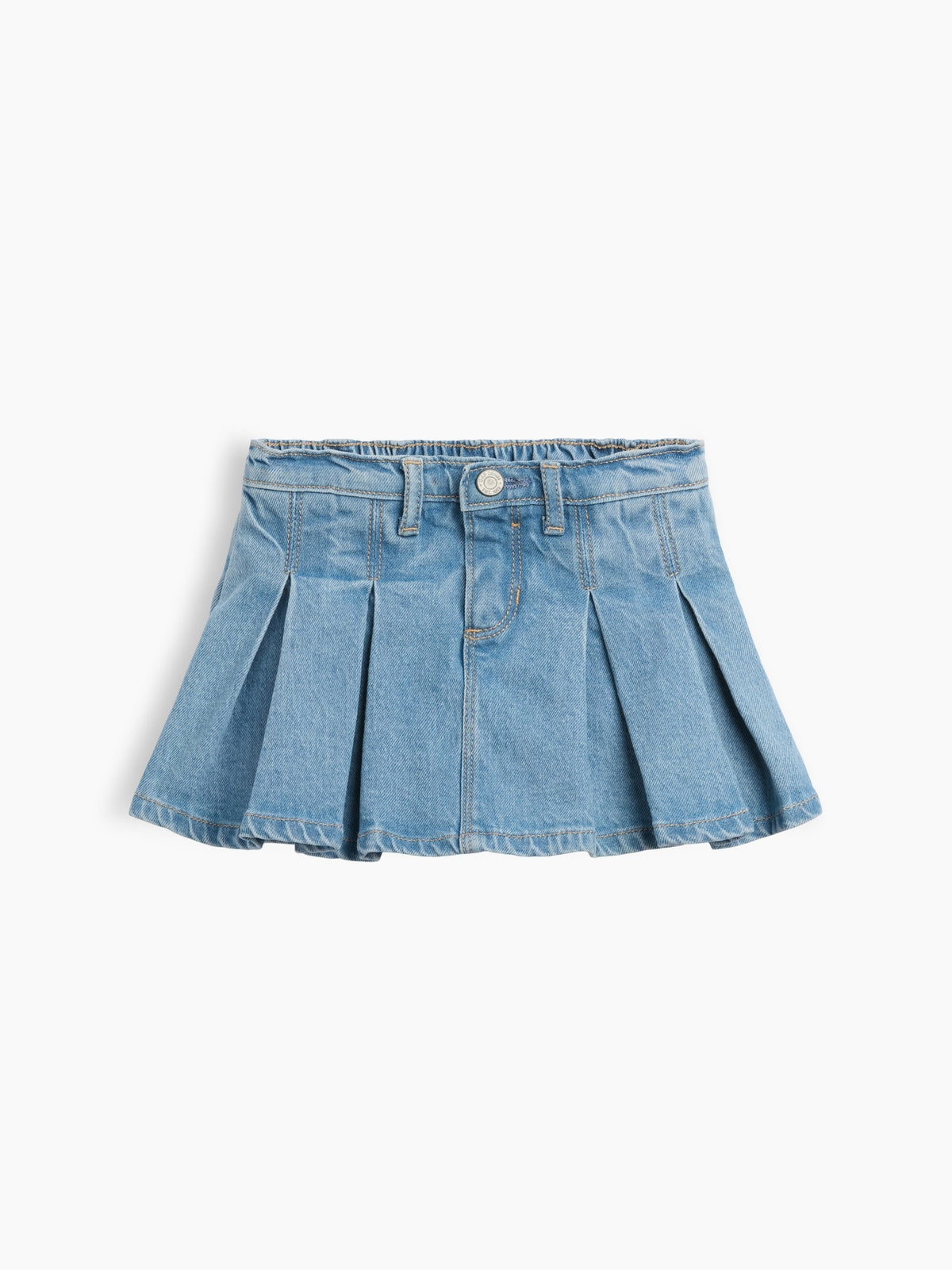 Gap Baby & Toddler Denim Pleated Skort in Light wash, product-only front view