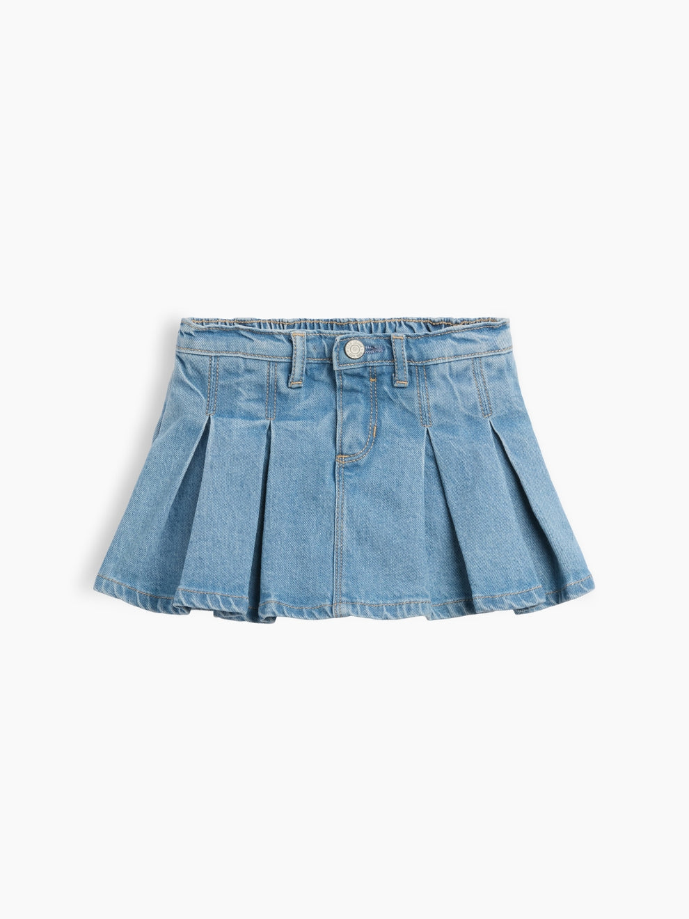 Gap Baby & Toddler Denim Pleated Skort in Light wash, product-only front view