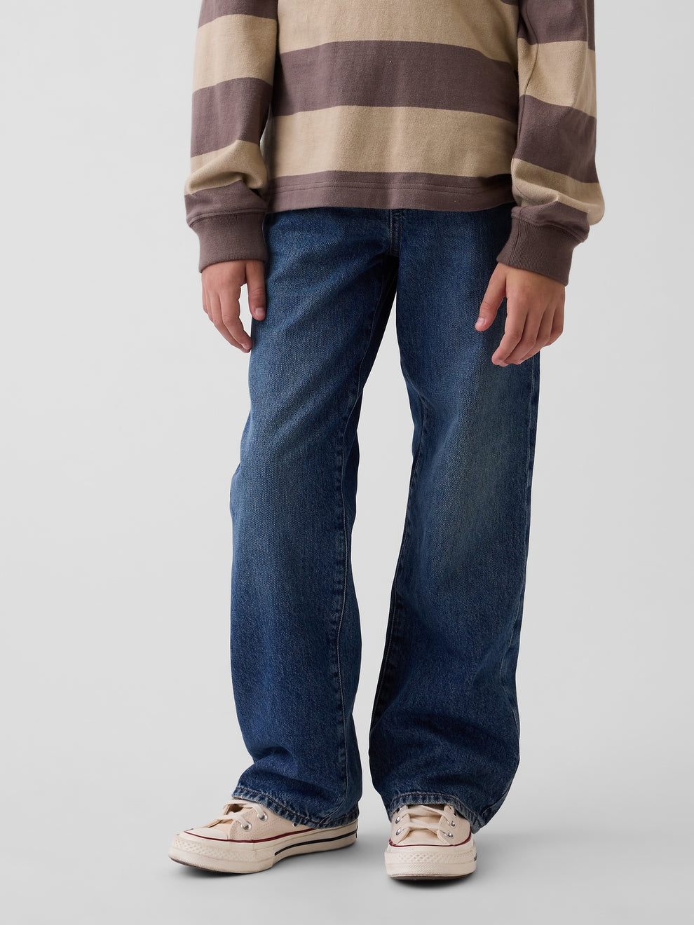 Gap Kids '90s Loose Jeans in Dark wash, front view on a child model