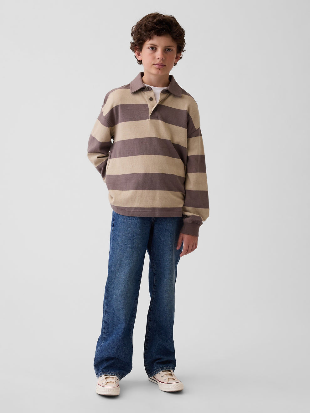 Gap Kids '90s Loose Jeans in Dark wash, full-length view on a child model