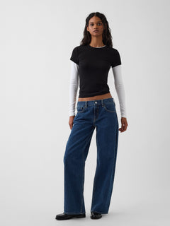 The Hailey Low Rise Loose Jean - Medium Indigo