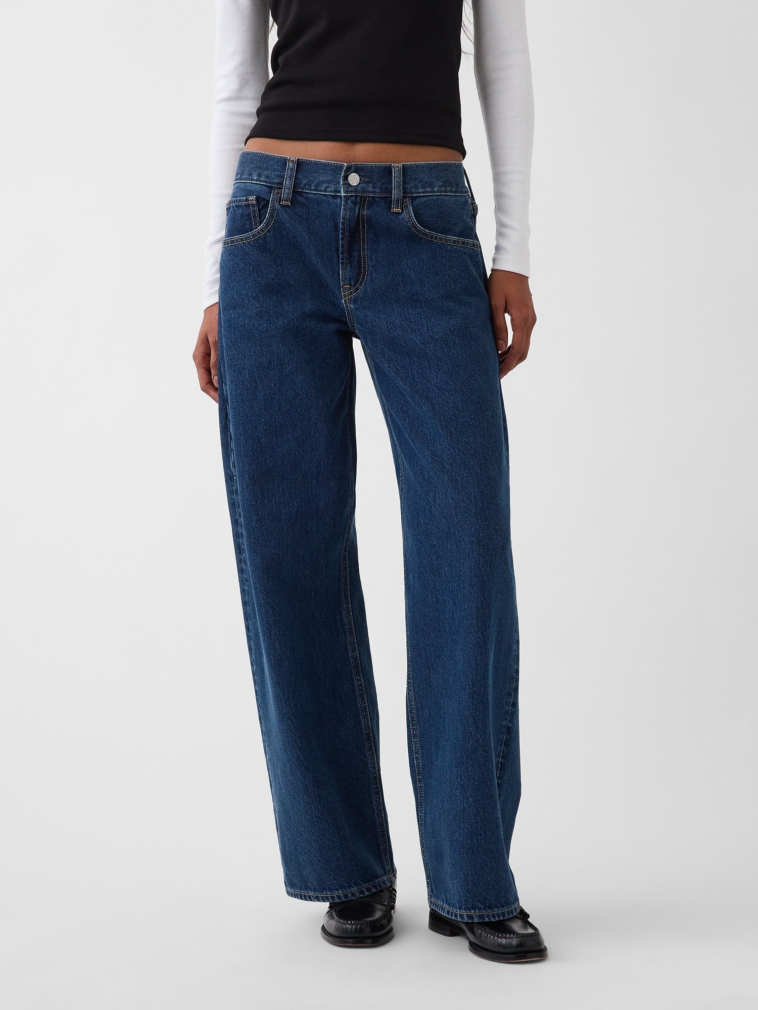 The Hailey Low Rise Loose Jean - Medium Indigo