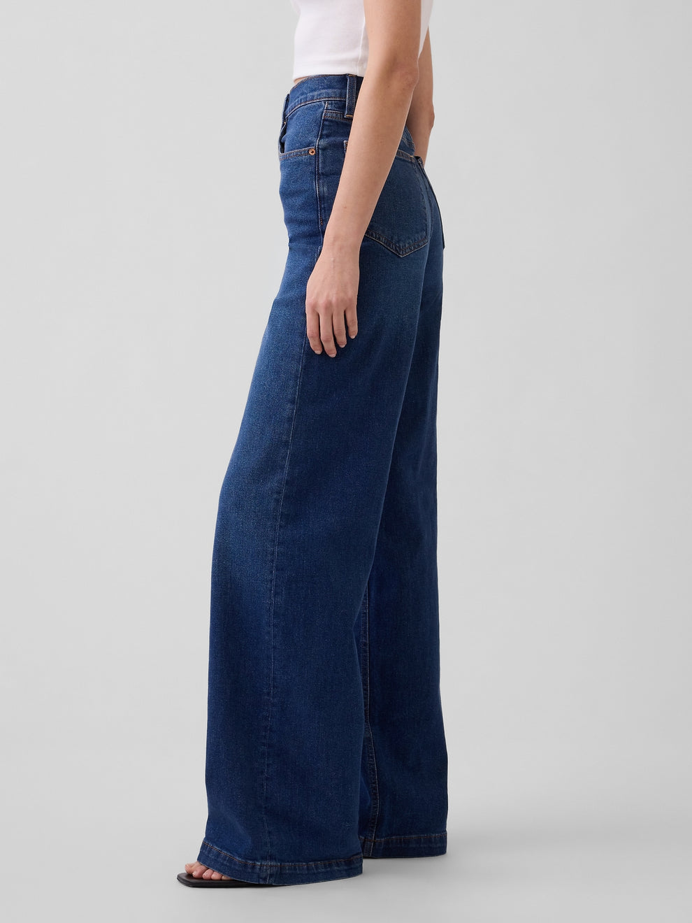 High Rise Stride Wide-Leg Jeans - Dark wash