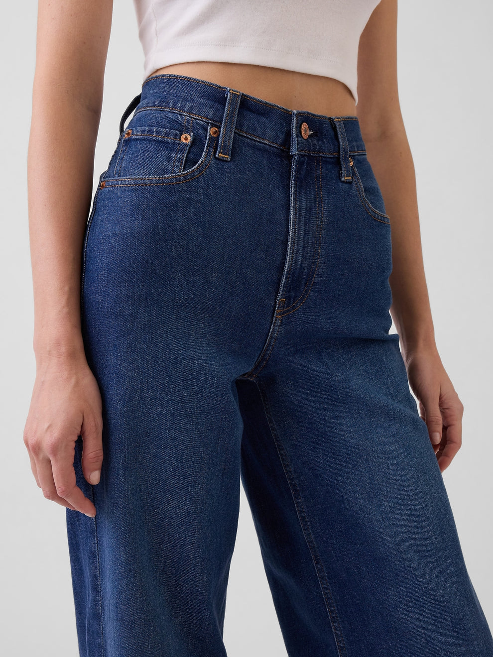 High Rise Stride Wide-Leg Jeans - Dark wash
