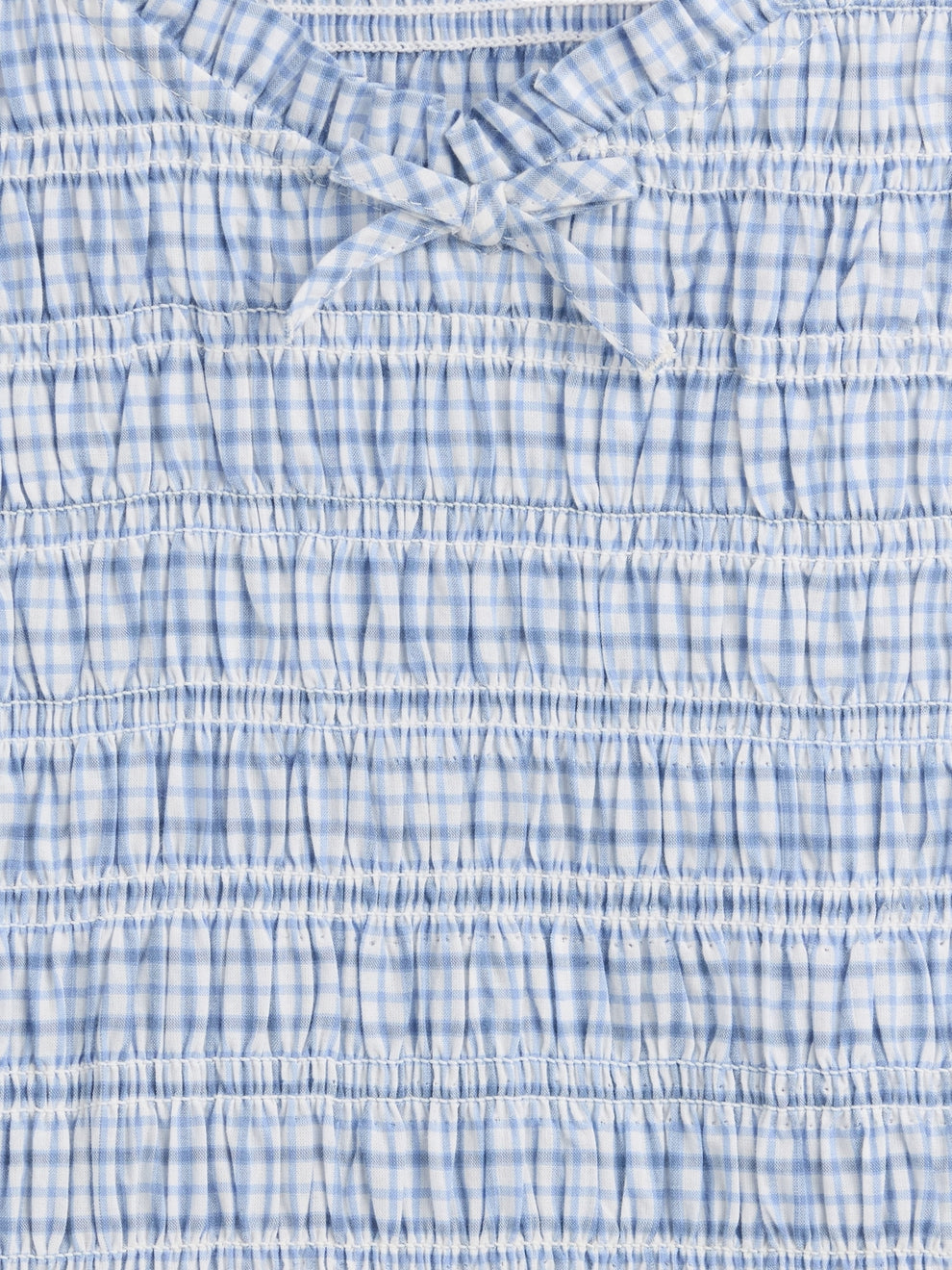 Gap Kids Smocked Print Dress in blue plaid, smocked bodice detail