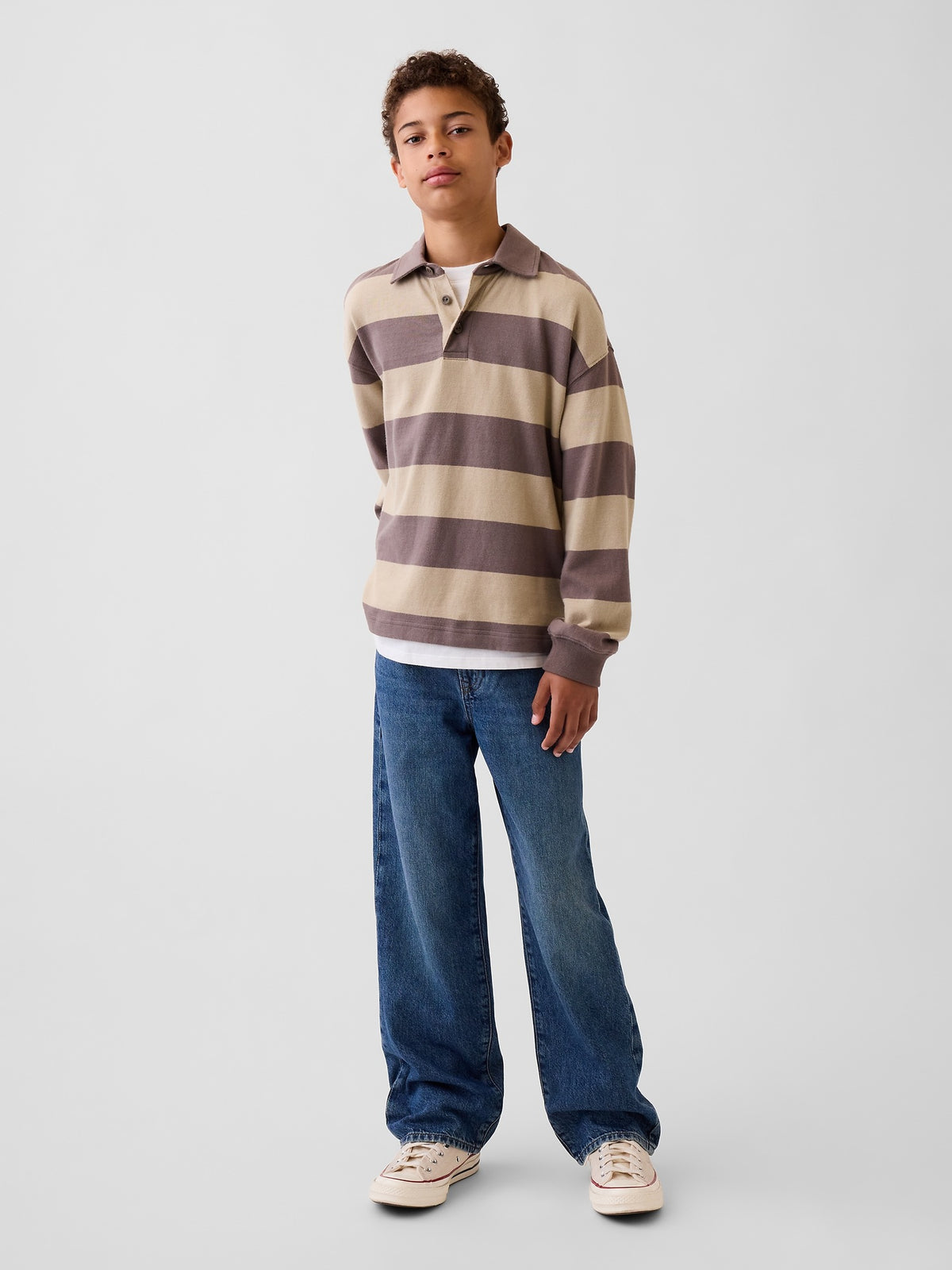 Gap Kids '90s Loose Jeans in Dark wash, full-length view on a child model