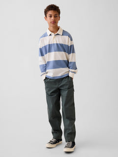 Gap Kids Double-Knee Quick-Dry Pants in Green rapids, full-length view on a child model