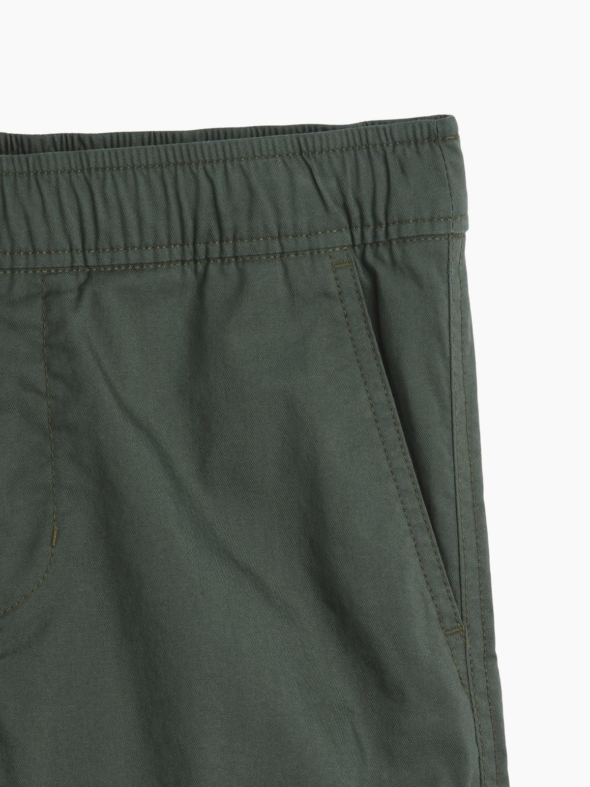 Gap Kids Double-Knee Quick-Dry Pants in Green rapids, waistband and pocket detail