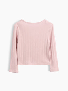 Gap Baby & Toddler Arch Logo Pointelle T-Shirt in pink, product-only back view