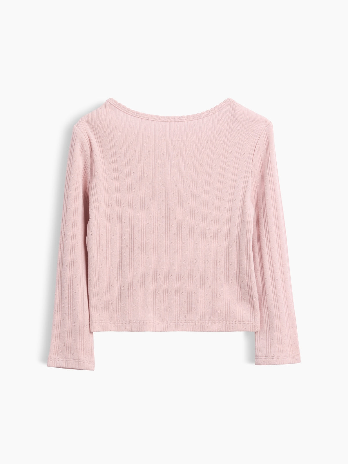 Gap Baby & Toddler Arch Logo Pointelle T-Shirt in pink, product-only back view