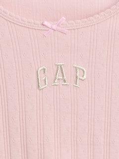 Gap Baby & Toddler Arch Logo Pointelle T-Shirt in pink, bow and logo detail
