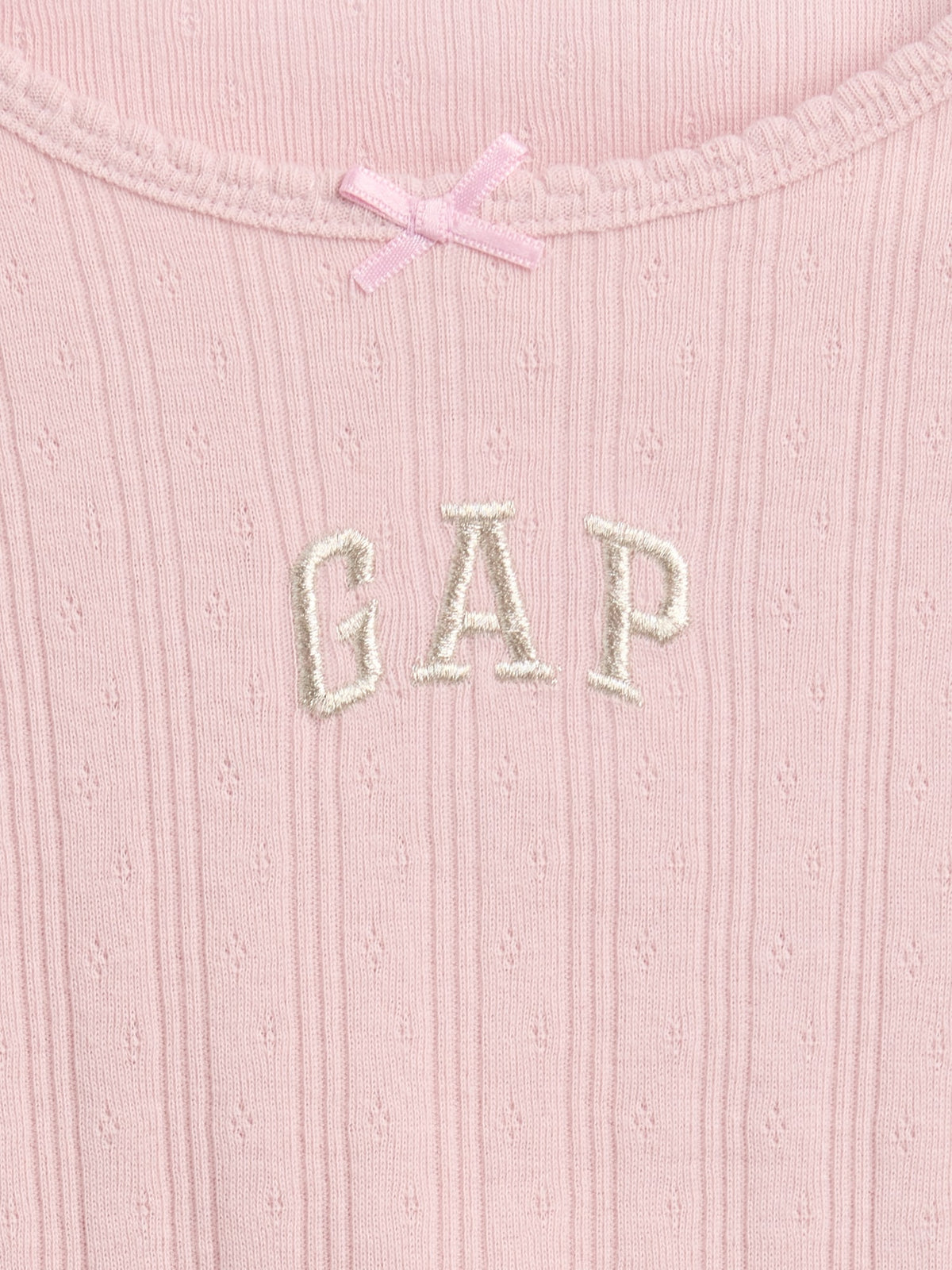 Gap Baby & Toddler Arch Logo Pointelle T-Shirt in pink, bow and logo detail