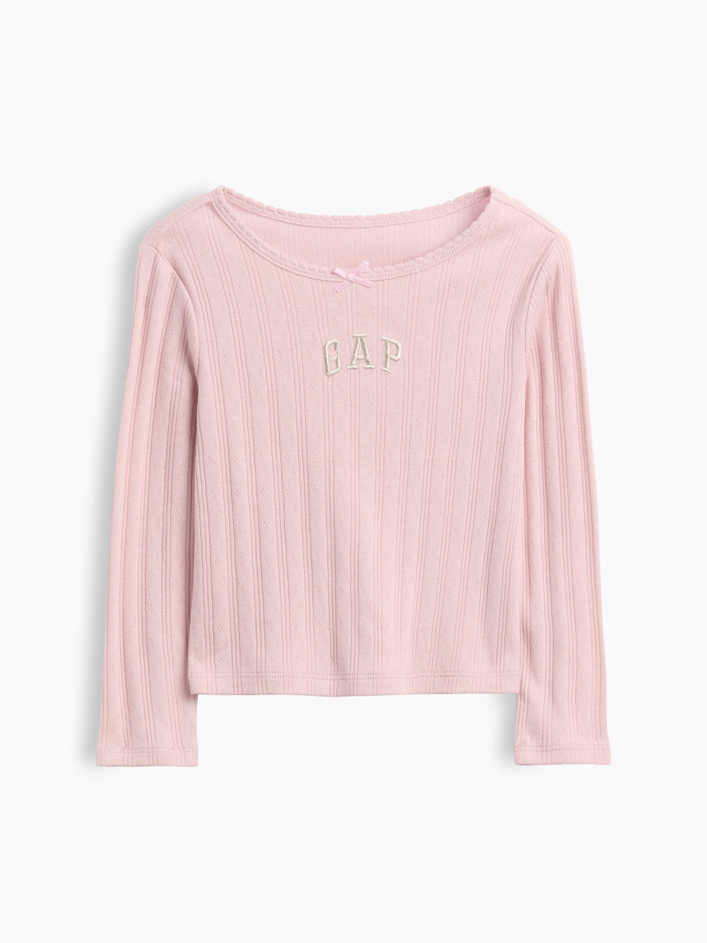 Gap Baby & Toddler Arch Logo Pointelle T-Shirt in pink, product-only front view