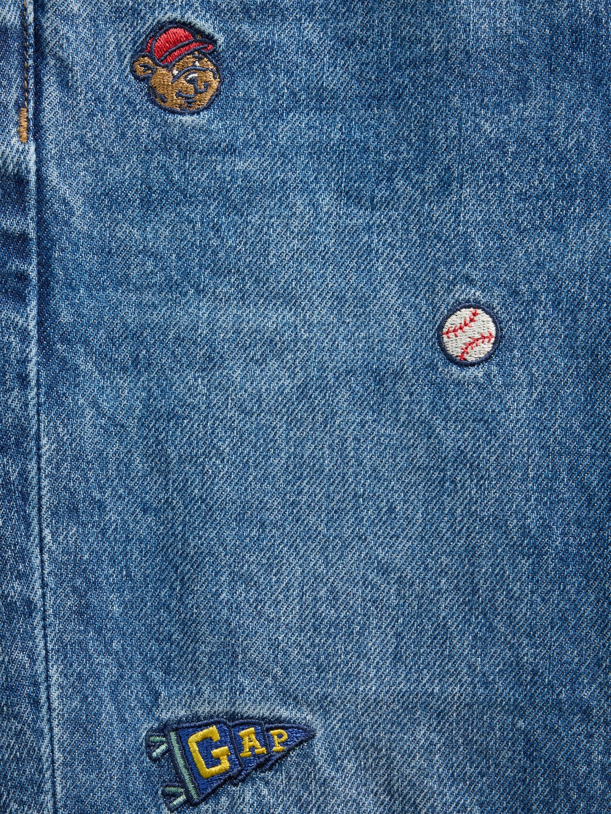Gap Baby & Toddler Embroidered Pull-On Baggy Jeans in Medium wash embroidered, embroidered motifs detail