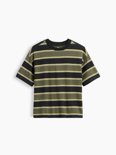 Gap Kids Heavyweight Oversized T-Shirt in Green stripe, product-only front view