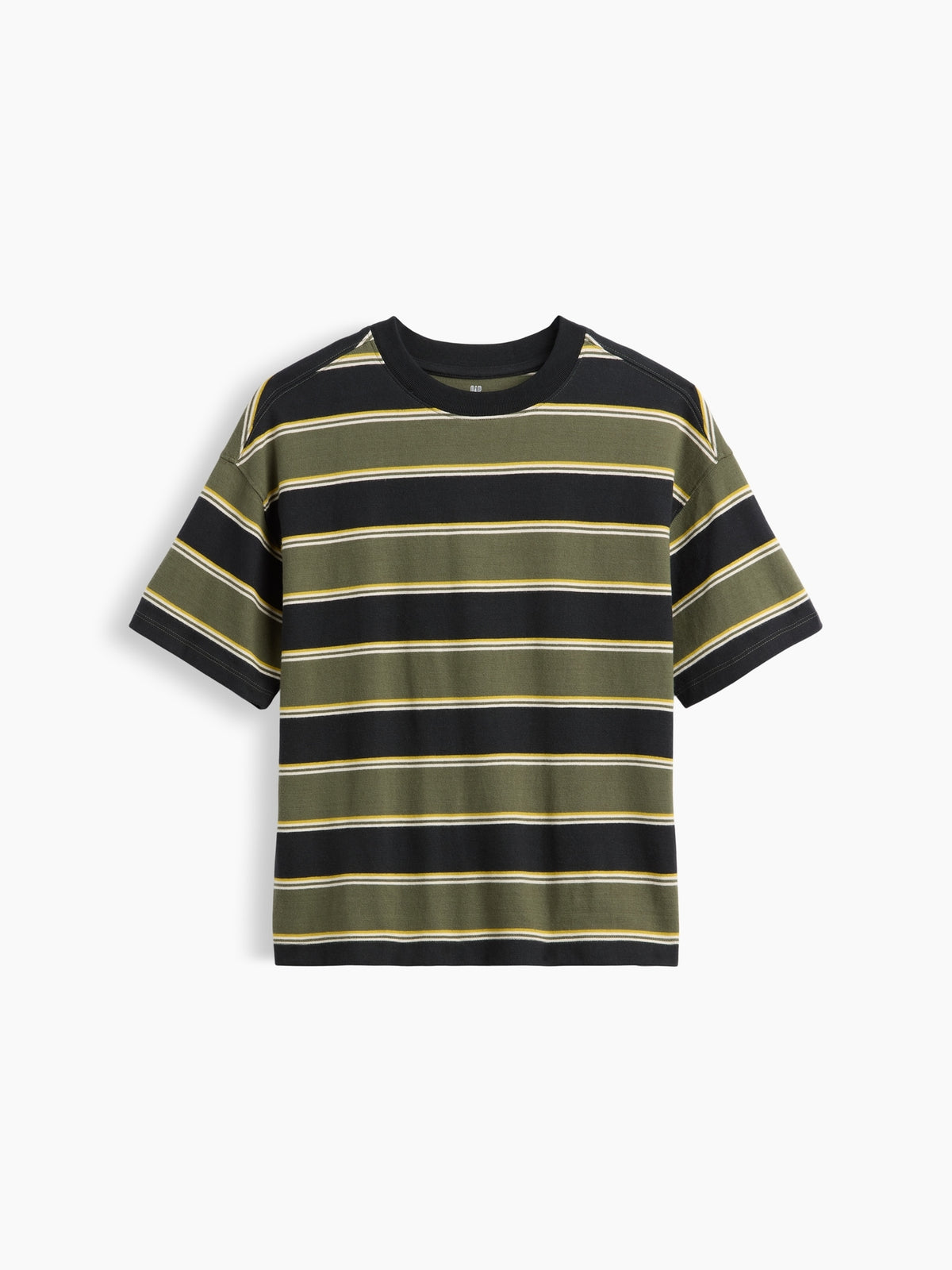 Gap Kids Heavyweight Oversized T-Shirt in Green stripe, product-only front view