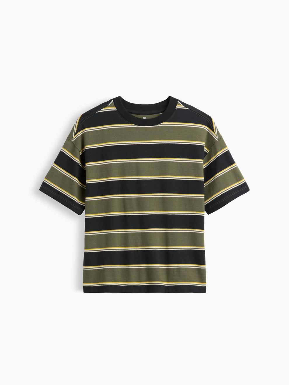 Gap Kids Heavyweight Oversized T-Shirt in Green stripe, product-only front view