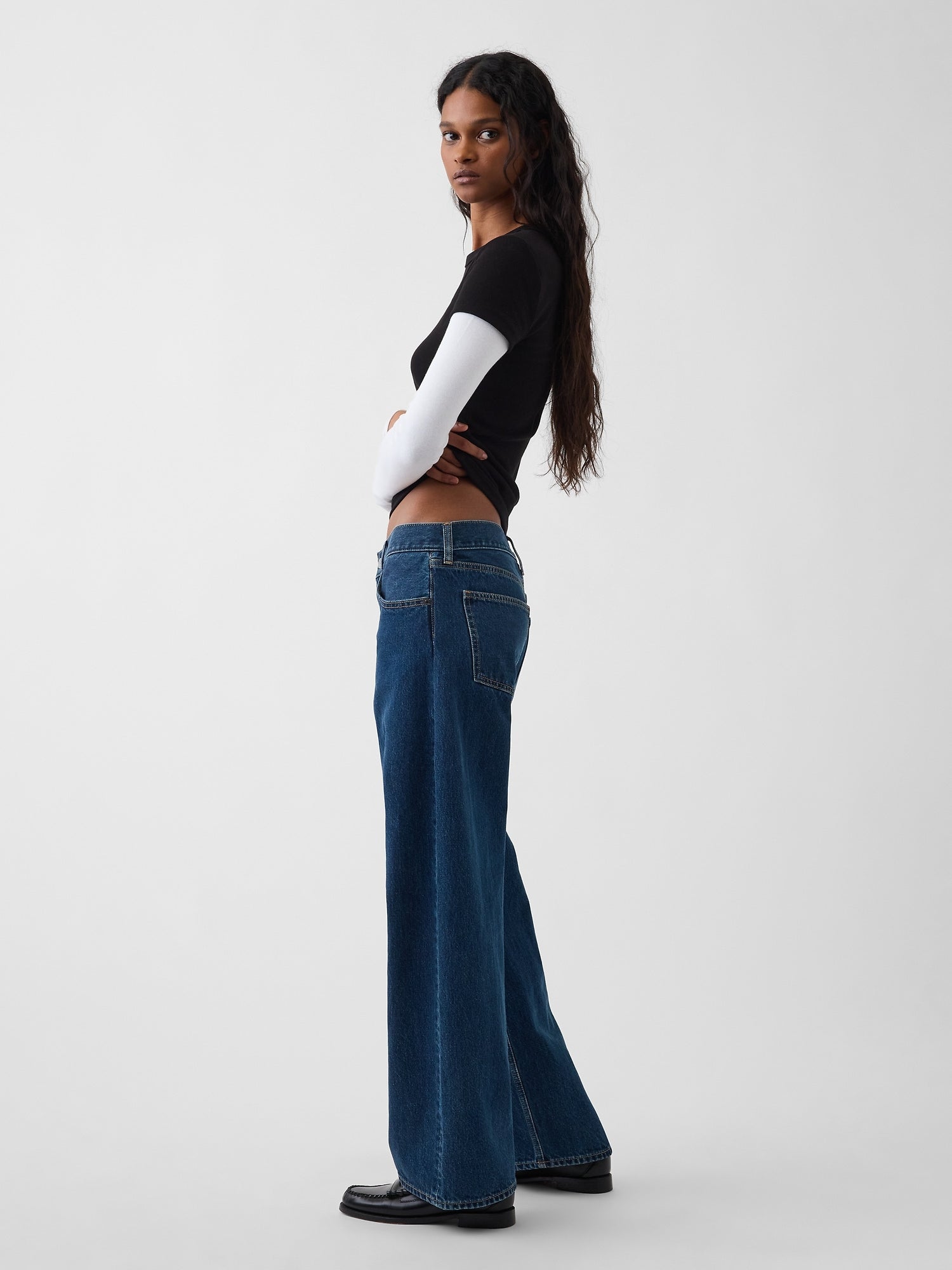 The Hailey Low Rise Loose Jean - Medium Indigo