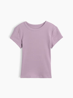 Gap Kids Rib T-Shirt in Dusty mauve, product-only front view