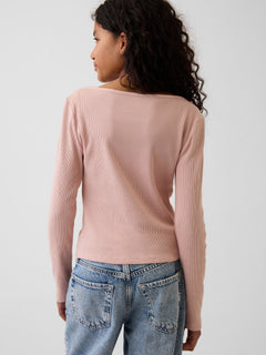 Gap Kids Rib T-Shirt in Primitive pink, back view on a model