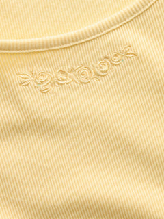 Gap Kids Rib T-Shirt in Maize yellow, neckline and embroidery detail