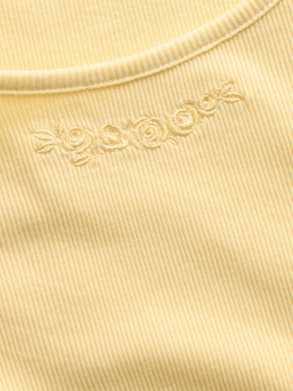 Gap Kids Rib T-Shirt in Maize yellow, neckline and embroidery detail