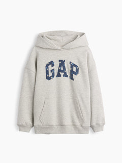 Gap Kids VintageSoft Oversized Logo Hoodie in Grey, product-only front view