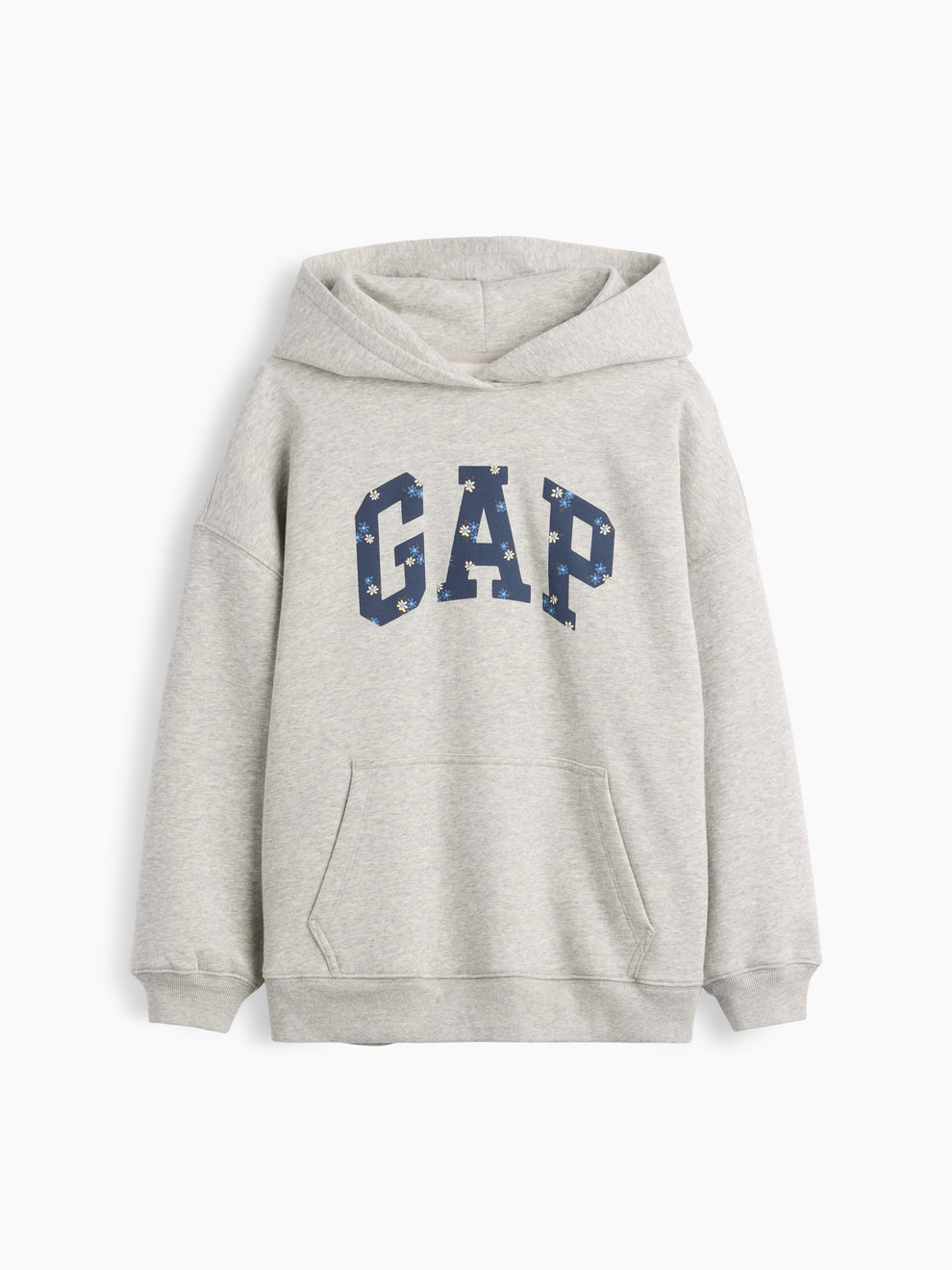 Gap Kids VintageSoft Oversized Logo Hoodie in Grey, product-only front view