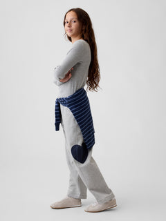 Gap Kids VintageSoft Relaxed Barrel Sweatpants in Grey, side view on a child model