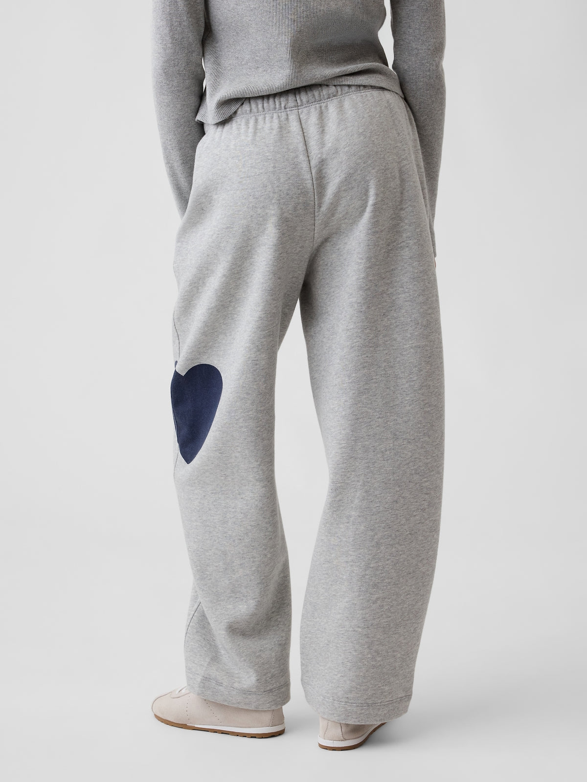 Gap Kids VintageSoft Relaxed Barrel Sweatpants in Grey, back view on a child model