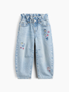 Gap Baby & Toddler Embroidered Horseshoe Jeans in Light wash embroidered, product-only front view