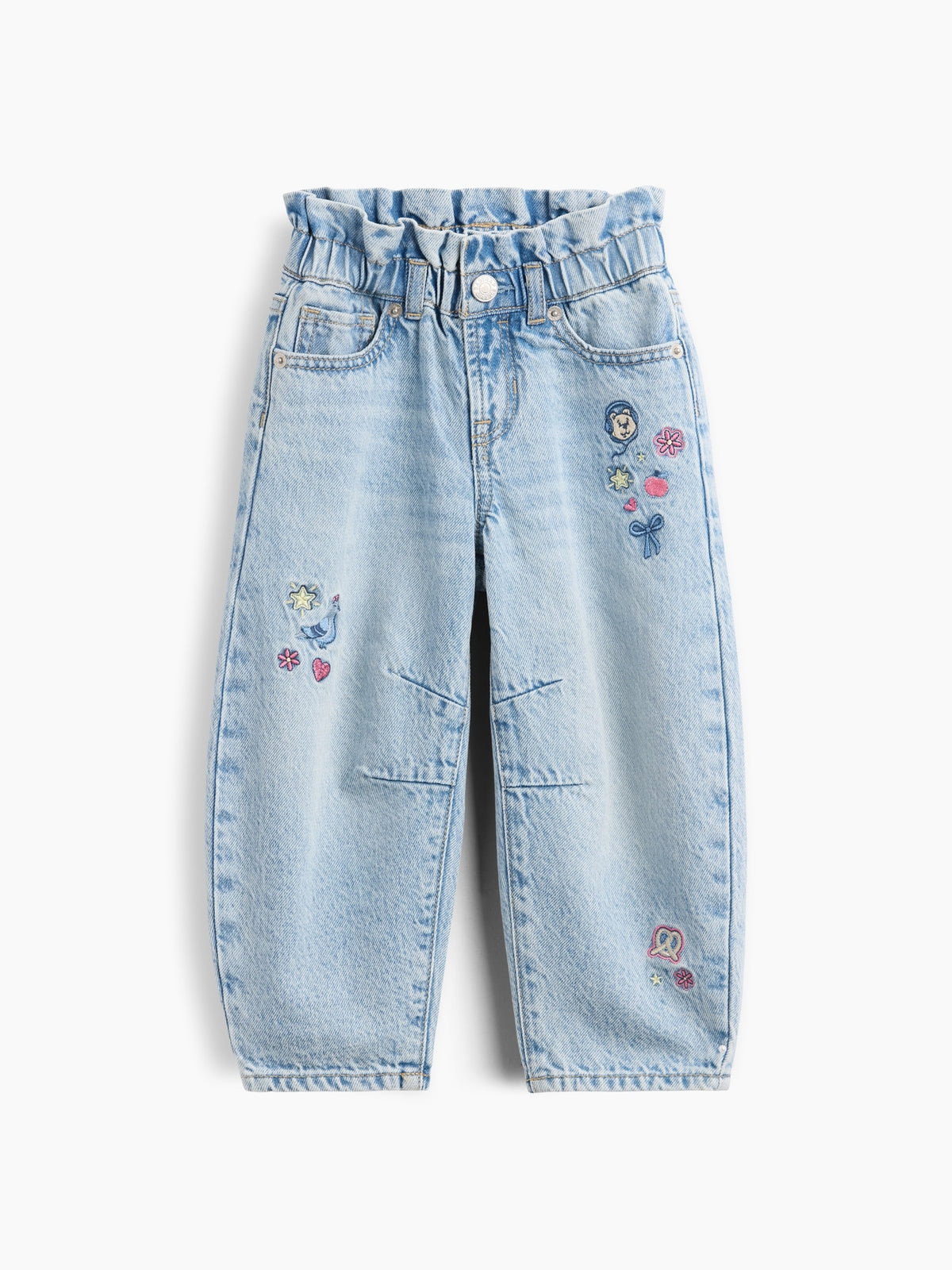 Gap Baby & Toddler Embroidered Horseshoe Jeans in Light wash embroidered, product-only front view
