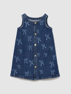 Gap Baby & Toddler Denim Jumper Dress in Medium wash, product-only front view