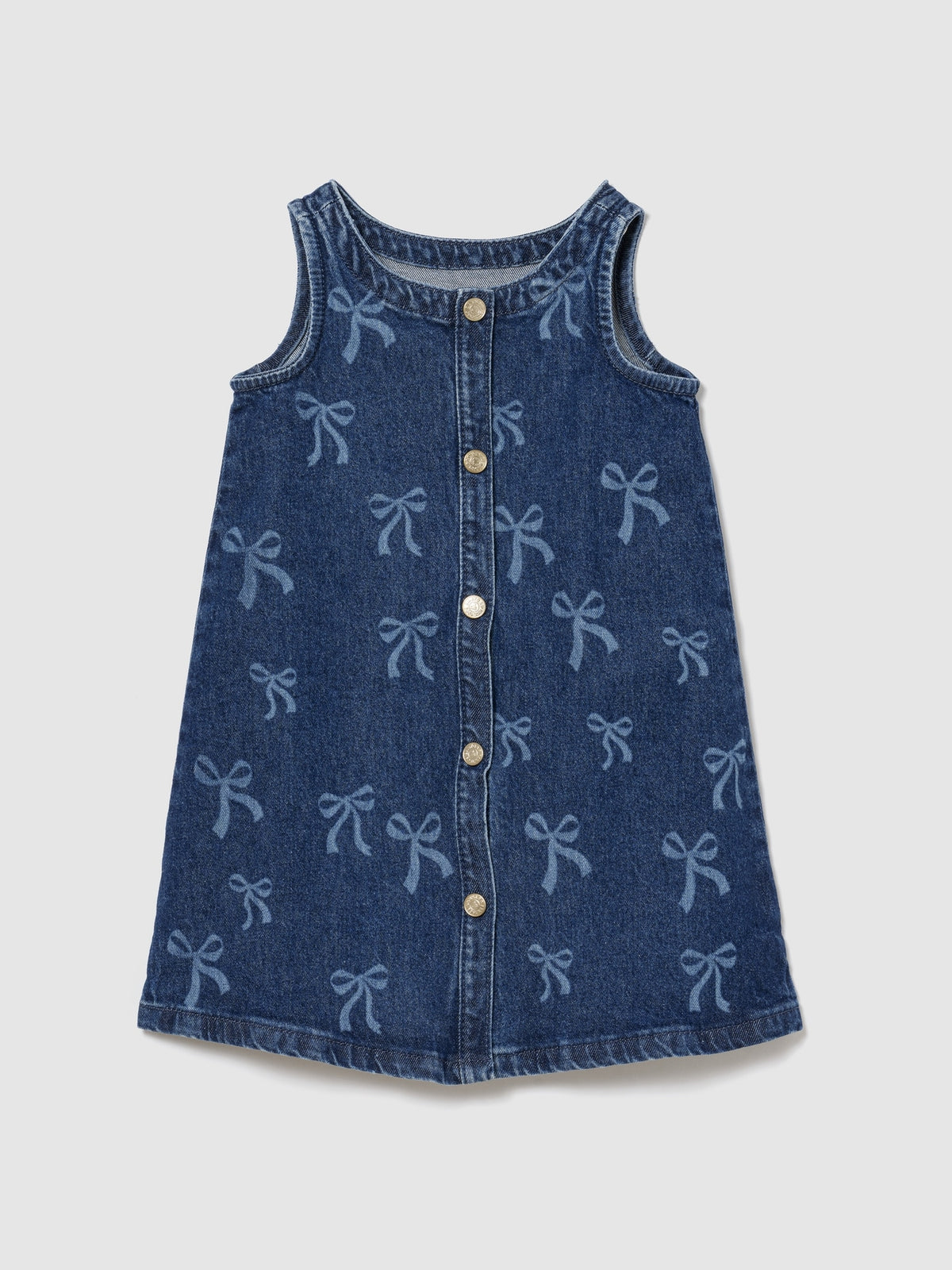 Gap Baby & Toddler Denim Jumper Dress in Medium wash, product-only front view