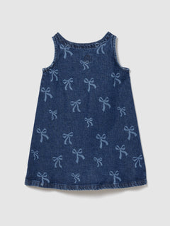 Gap Baby & Toddler Denim Jumper Dress in Medium wash, product-only back view