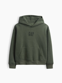 Gap Kids VintageSoft Relaxed Logo Hoodie in Tweed green, product-only front view