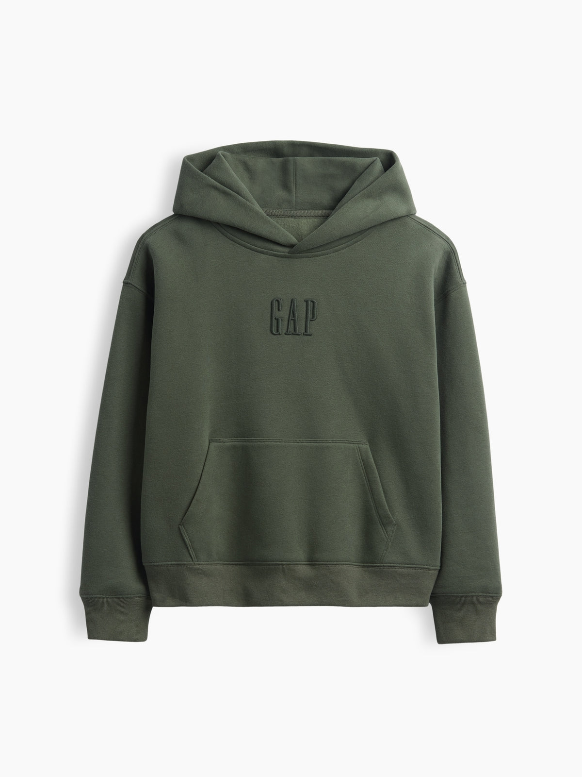 Gap Kids VintageSoft Relaxed Logo Hoodie in Tweed green, product-only front view