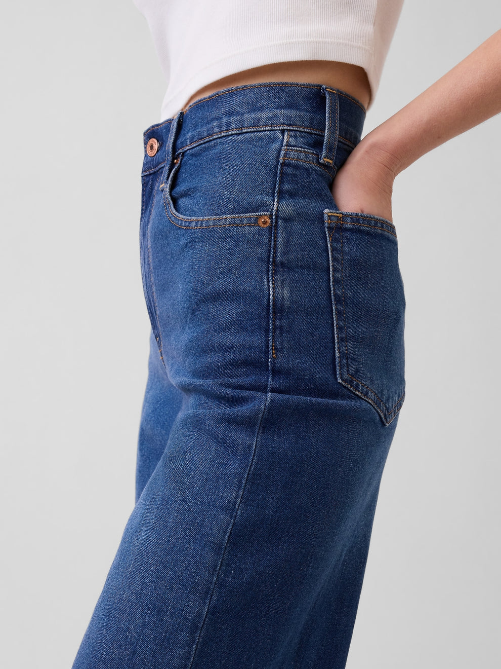High Rise Stride Wide-Leg Jeans - Dark wash