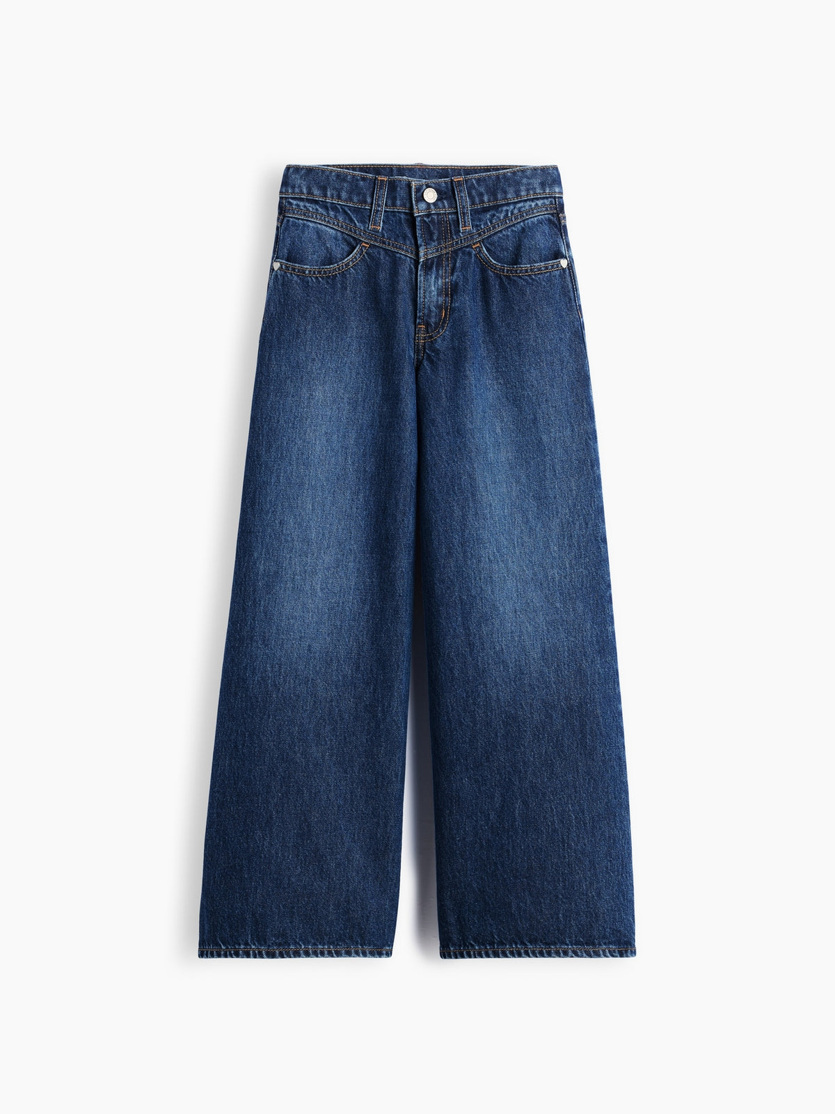 Gap Kids Low Rise Front Yoke Baggy Jeans in Dark wash, product-only front view